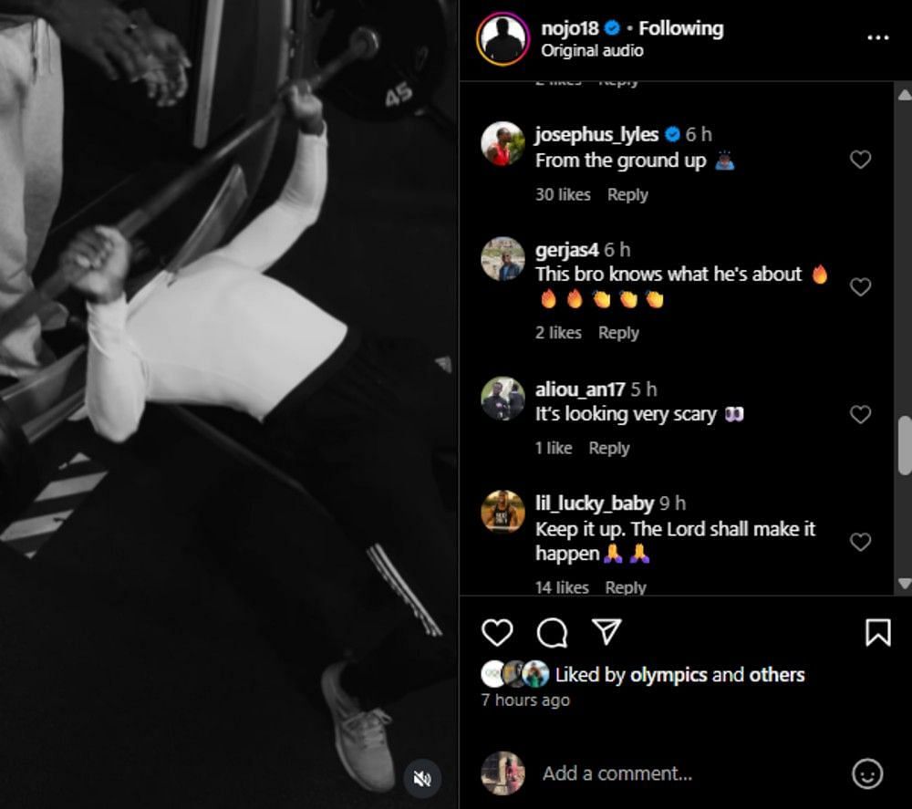 Screenshot of the Instagram post's comment section.